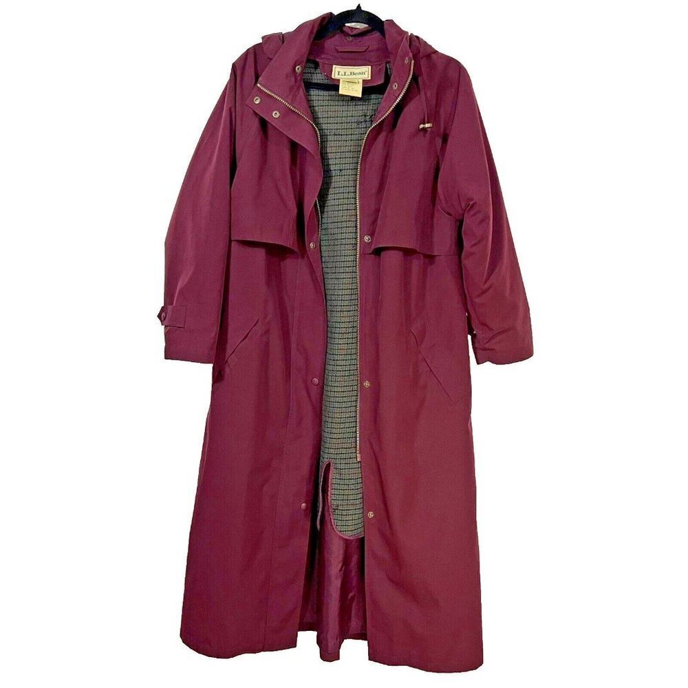 L.L. Bean Women's Long Trench Coat in Plum - Picture 3 of 13
